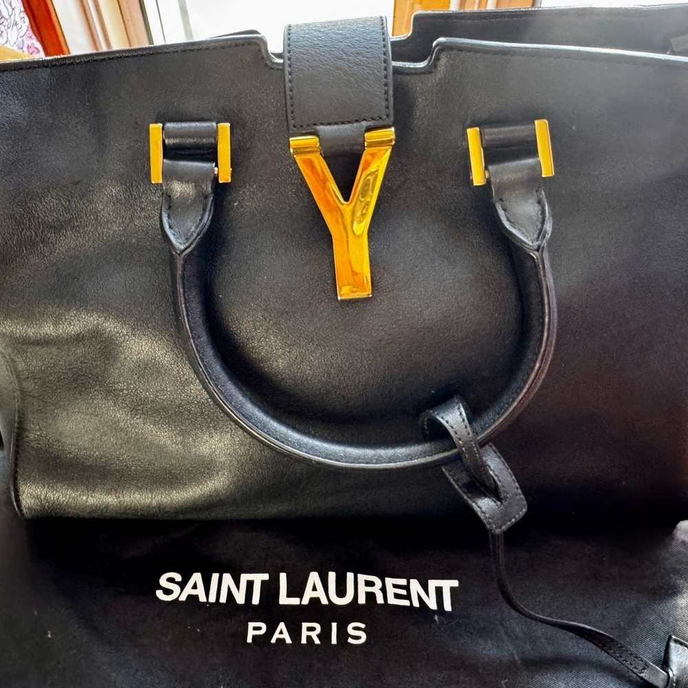 YSL black vintage Cabas Satchel
